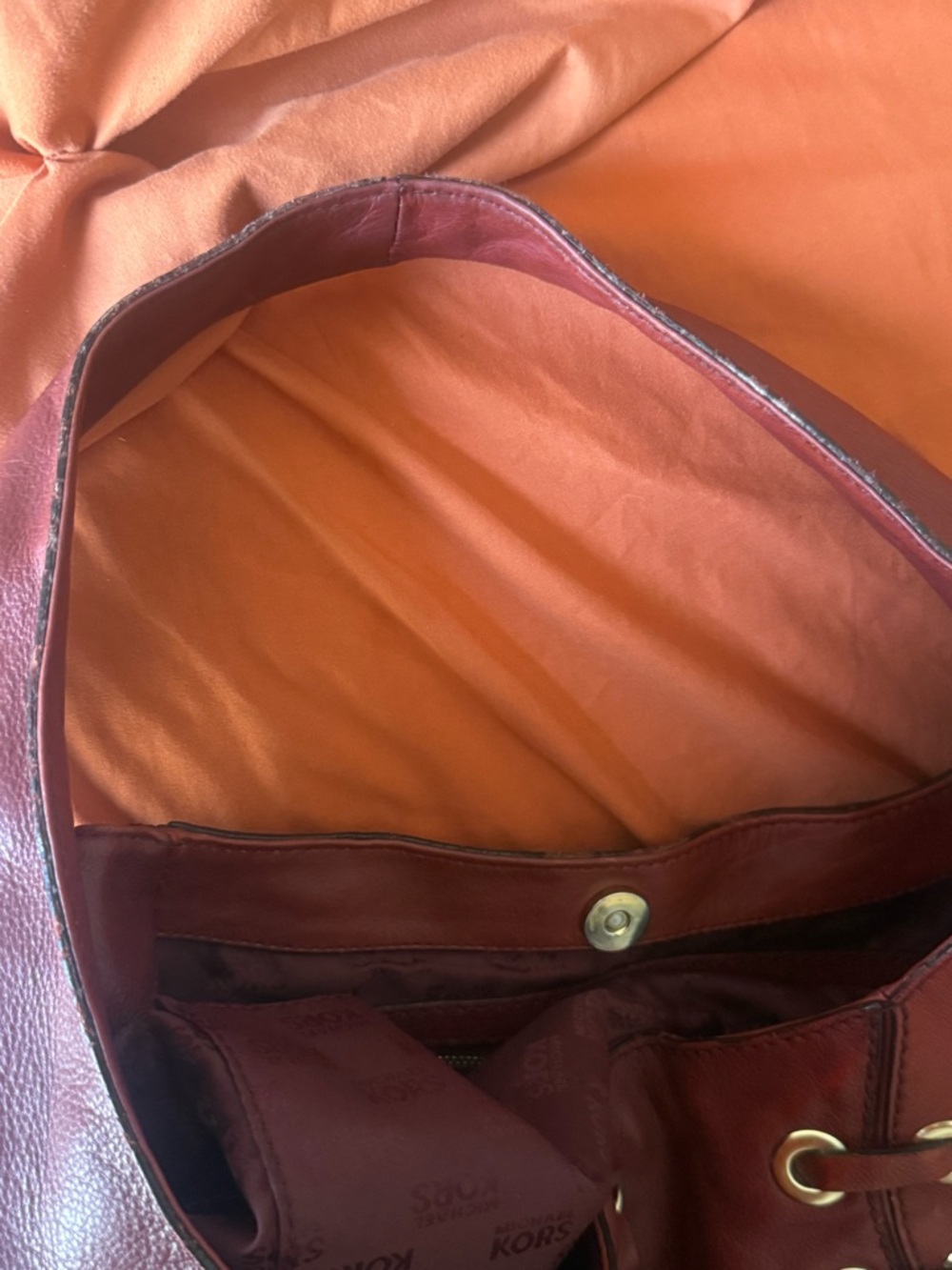 Michael Kors Red Leather Tassel Hobo Bag - Picture 7 of 12